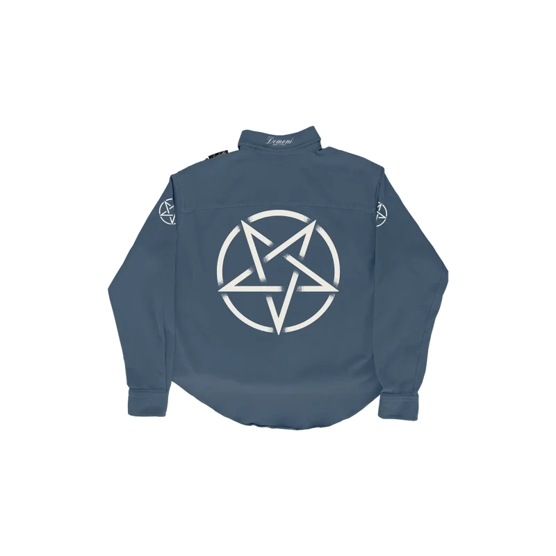 BLUE MIRAGE(GRAY) PENTAGRAM PRINTED LONG SHIRT